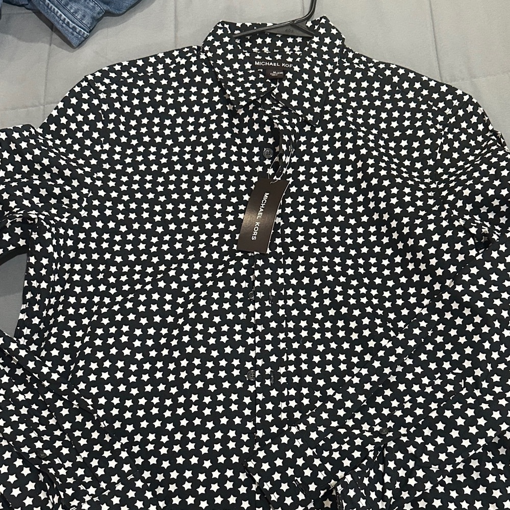 Michael Kors Star Patterned Black and White Shirt